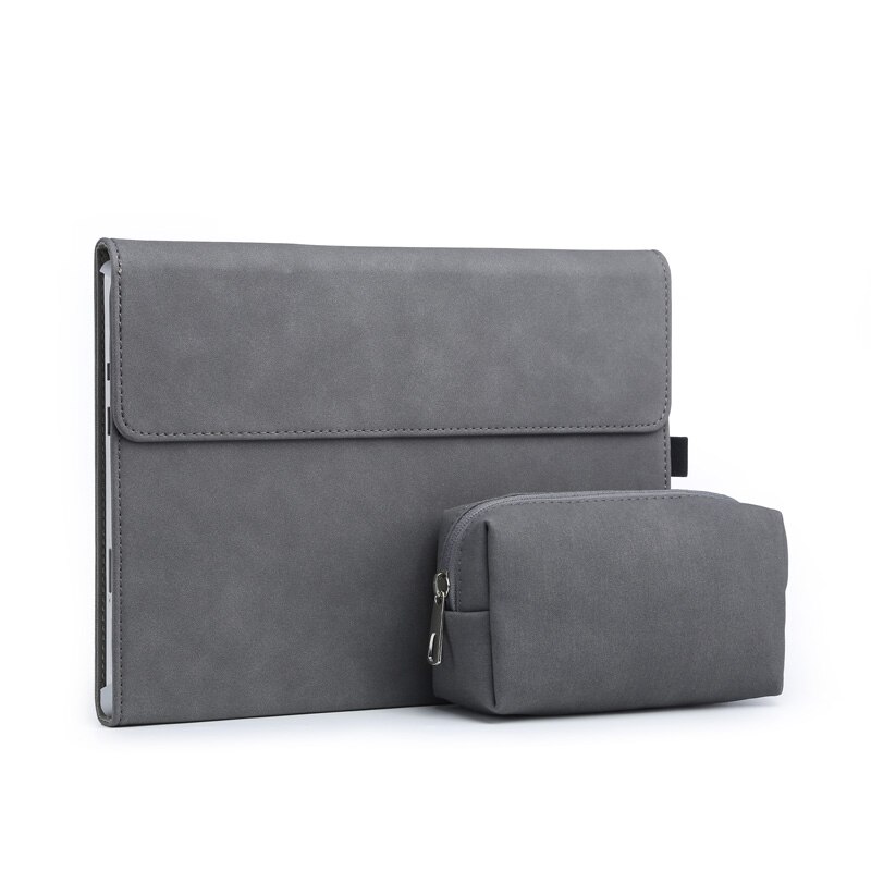 Flip Cover Sleeve Folio for Surface Pro 8 with Stand Holder Case Funda Women Men Solid Laptop Bag: Grey with small bag