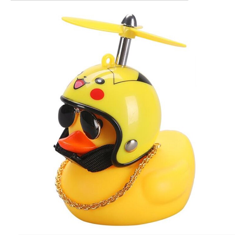 Rubber Duck Toy Car Ornaments Yellow Duck with Propeller Helmet Car Dashboard Decor Squeaking Glowing Duck Toys for Adults Kids: J