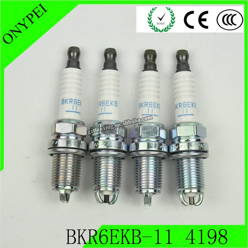 4 PCS BKR6EKB-11 4198 Spark Plug For Toyota Nissan Opel Honda Ford Peugeot BKR6EKB11