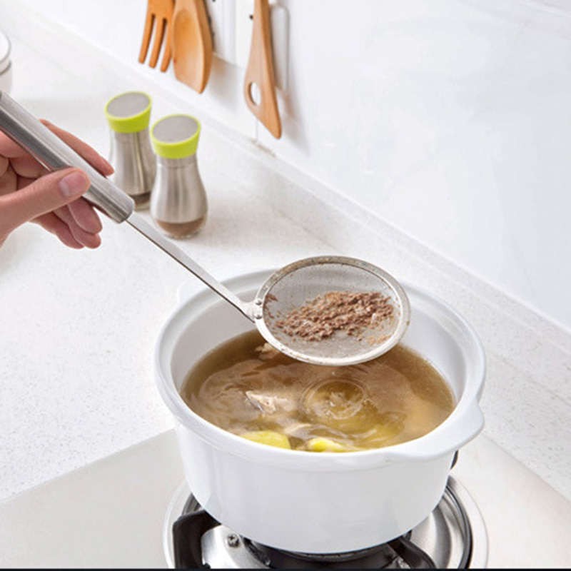 Keuken Filter Roestvrij Staal Fijnmazige Draad Skimmer Zeef Gebakken Voedsel Netto Gadgets Lepel Zeef Vergieten Vet Gereedschap Cocina