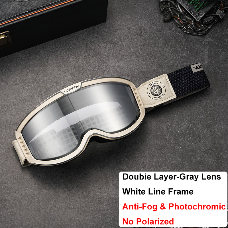 Vozapow Motorcycle Goggles Photochromic 3 IN 1 Retro Cycling Sunglasses Anti-Fog Windproof Polarized Motocross Riding Glasses: black