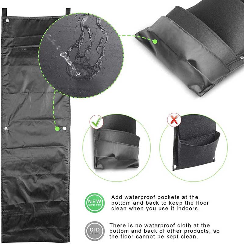 6 bolsillo 100*30cm colgante Vertical jardín maceta macetas impermeable de montaje en pared colgando bolsa macetero de interior al aire libre