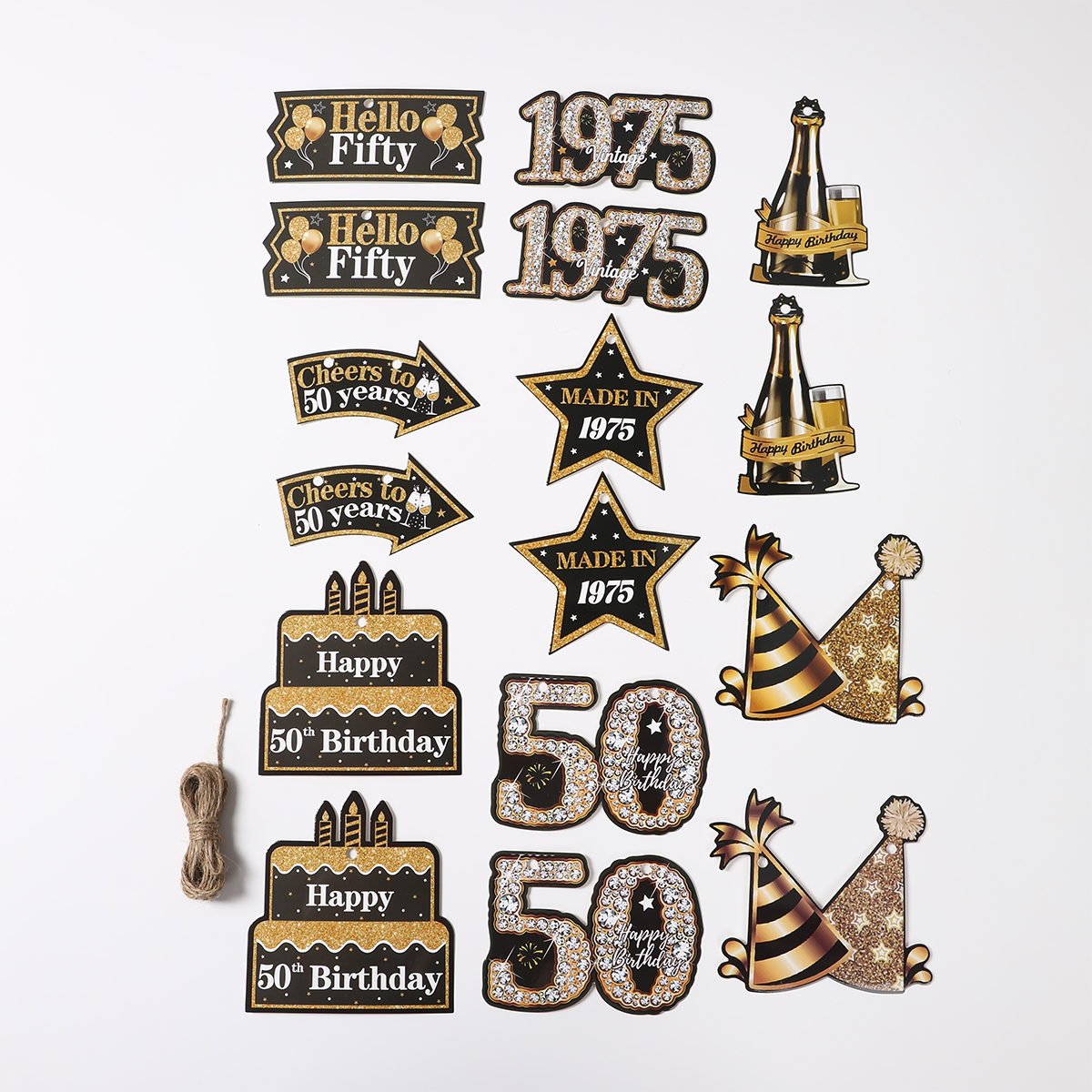 Bandeira de papel para aniversário de 50 anos, decoração de festa de feliz aniversário para adultos, suprimentos para festa de aniversário, lembranças