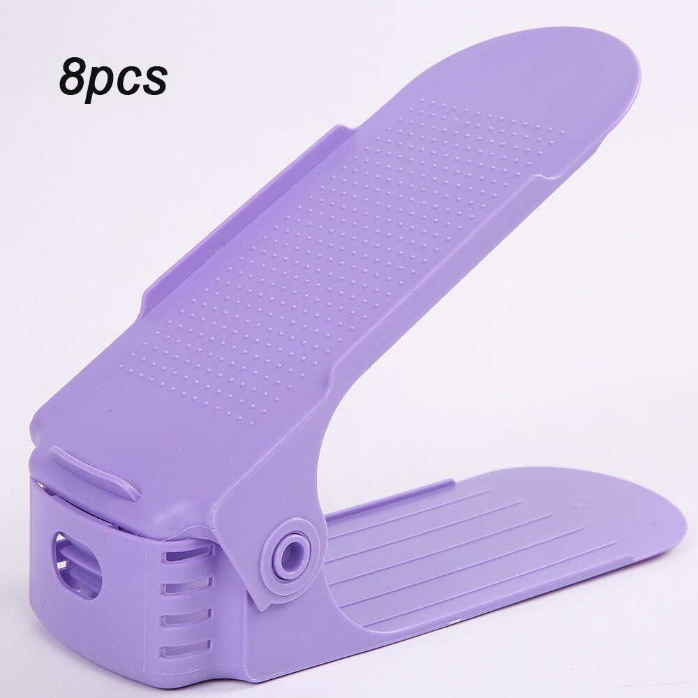 8 stuks verstelbare dubbele schoenenorganizer moderne schoonmaak opbergrek plastic woonkamer organizers schoenendoos standaard beugel schoenendoos: 8 stuks paars