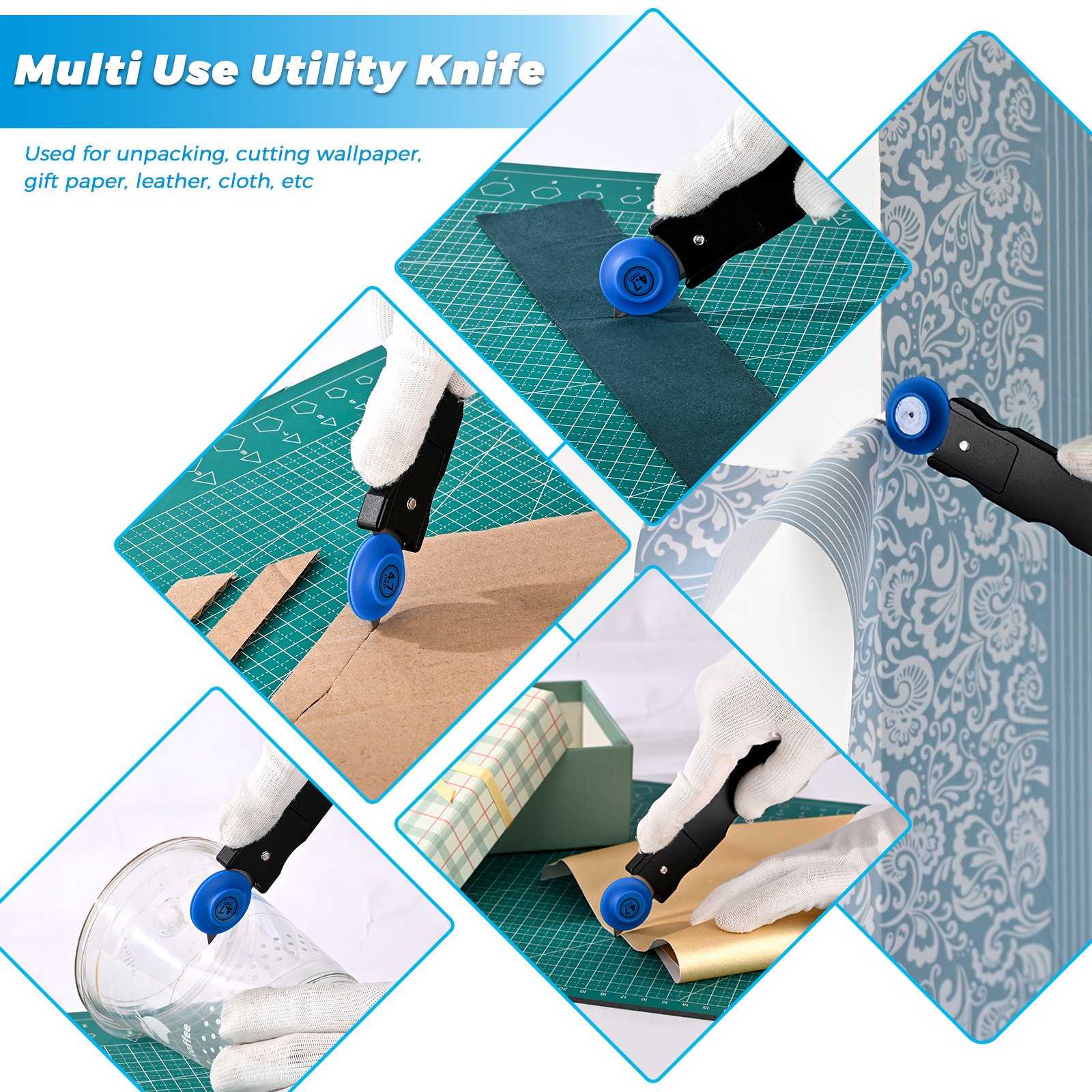 FOSHIO Car Wrap Carbon Film Roller Guide Cutter 4pcs Blank Holder Vinyl Foil Safety Knife Window Sticker Wallpaper Cutting Tool