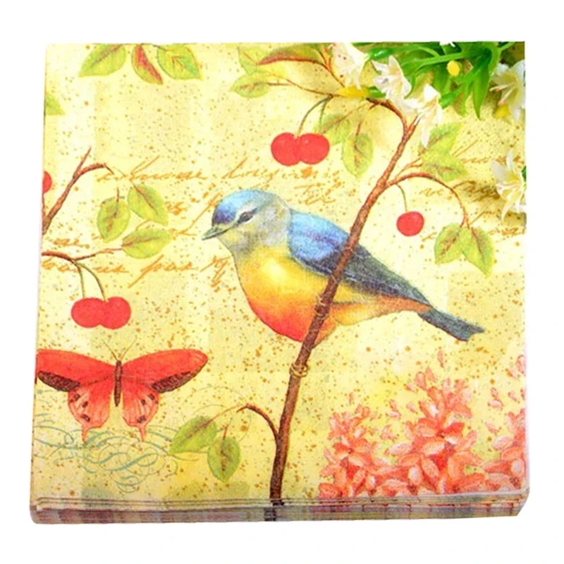 10/20 teile/beutel kreative Serviette drucken bunte Papiers erviette Karikatur Elster Spatz Vogel Hochzeit Mund Stoff Papier Tischset 33cm: schwarz