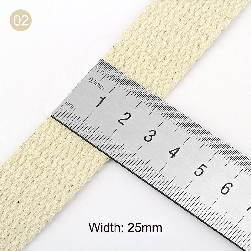 Rouleau de sangle Beige 100% coton, 50 Yards/rouleau, ruban en toile de 1.5mm d&#39;épaisseur 20mm 25mm 38mm, sangle pour sac à dos, accessoires de couture: 25mm 50 Yards