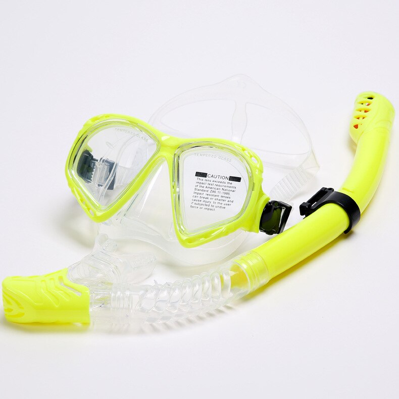 Máscara de esnórquel gafas de buceo completamente seco con soporte tubo de respiración gafas para usar bajo el agua conjunto de gafas de natación para hombres y mujeres: Yellow suit (220-198