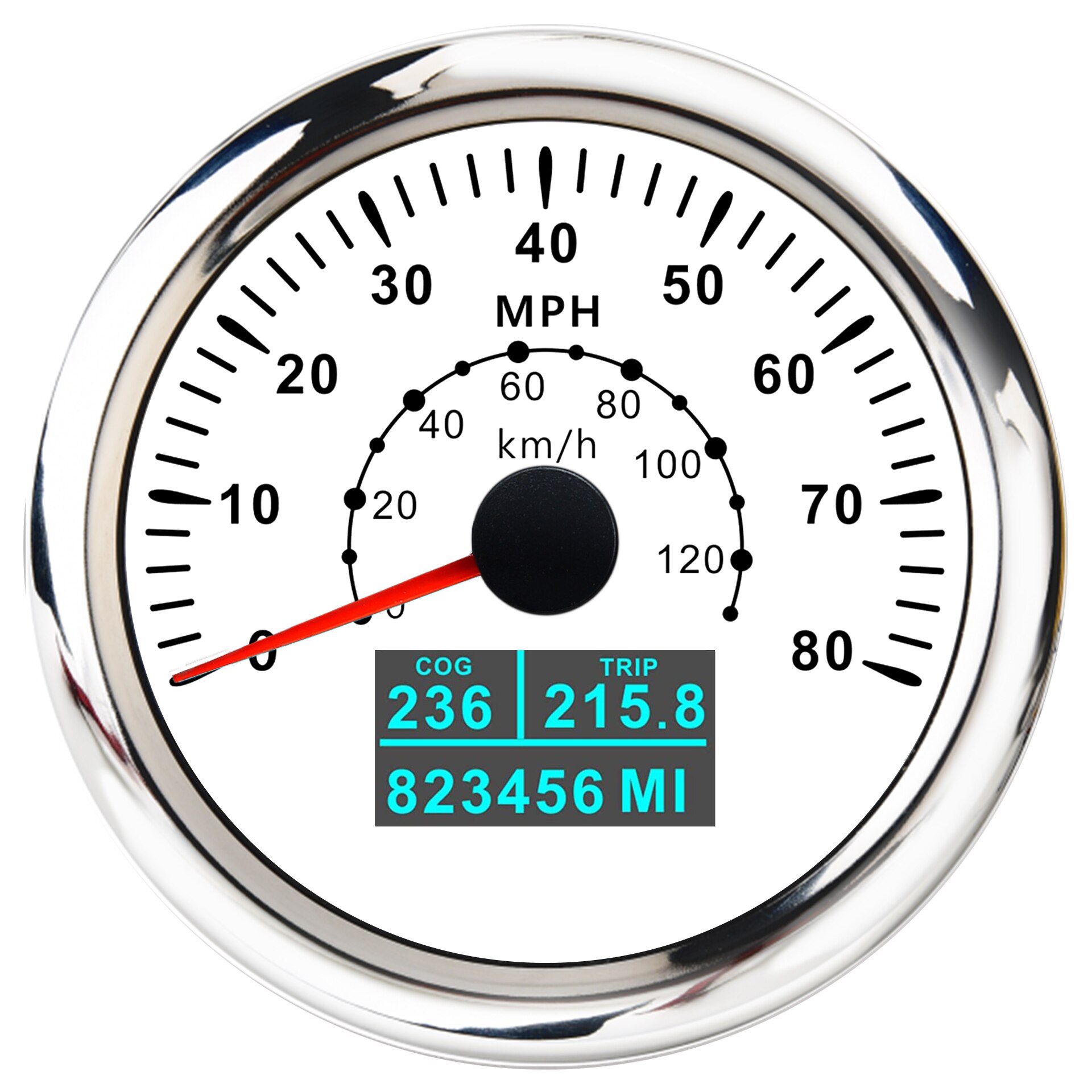Neue 85mm GPS Tachometer Mit Rot, Grün, Blau, Weiß, Gelb, Cyan, lila Farben Hintergrundbeleuchtung Für Auto Boot Motorrad: 80MWS