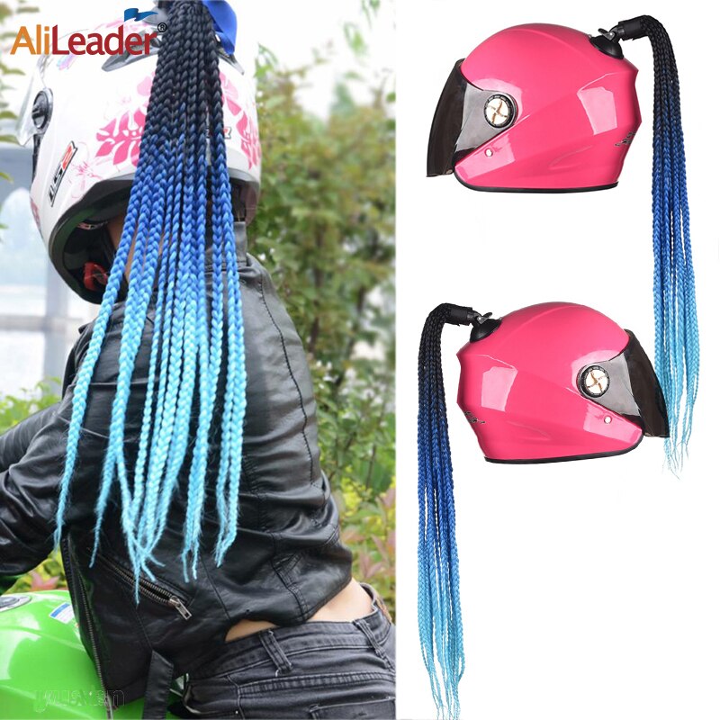 Casque de moto en queue de cochon ombré, rampe dégradé, queue de cheval tressée avec ventouse, décoration Punk, queue de cheval tressée