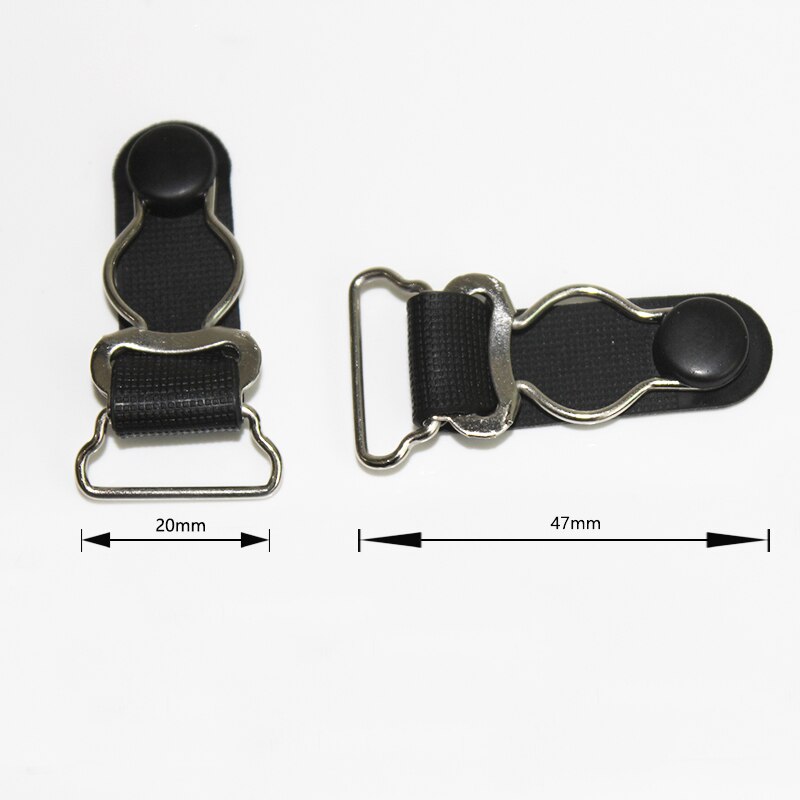 Porte-jarretelles à Clip en métal, 12 pièces/lot, 20mm, 0.8 pouces, accessoires de vêtement, boucle amovible, bas, clips en métal noir + PP