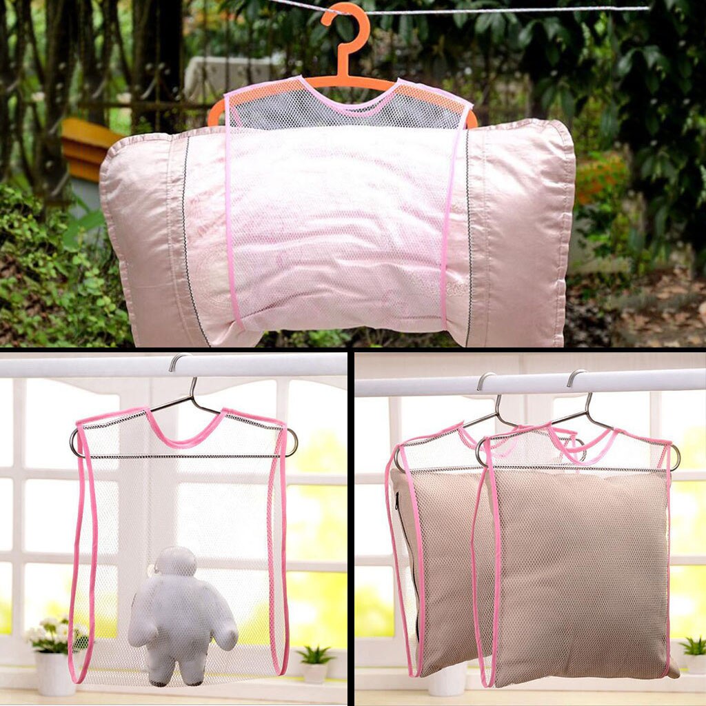 2Pcs Net Mesh Bag Drying Pillow Hanger Laundry Rack Multifunction Pillow Drying household accessories