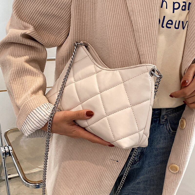 Soft PU Leather Women's Chain Shoulder Crossbody Bag Simple Ladies Small Square Messenger Bag Female Purse Handbags