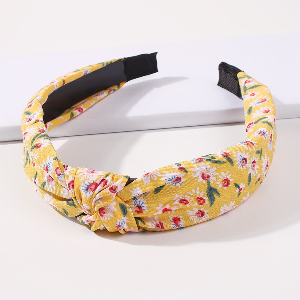 Eenvoudige Chiffon Hoofdband Voor Vrouwen Verse Bloem Brede Hoofdband Mode Haarband Kleurrijke Strik Vintage Haar Sieraden Accessoires