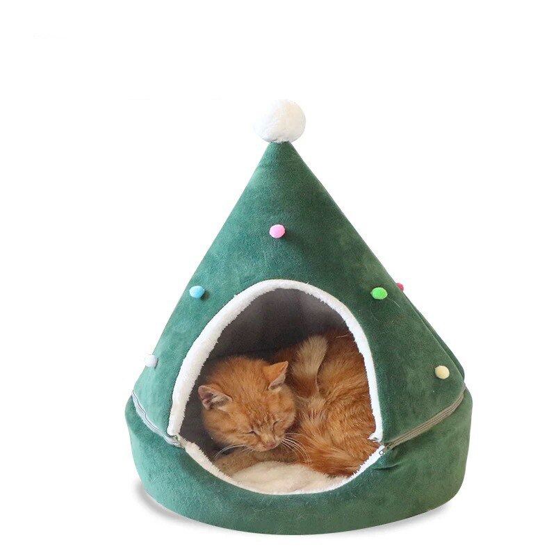 Cama de gato invierno cálido cama de Navidad para gatos Cueva de perro mascota cama desmontable para gatos cama para gato: 2 / L