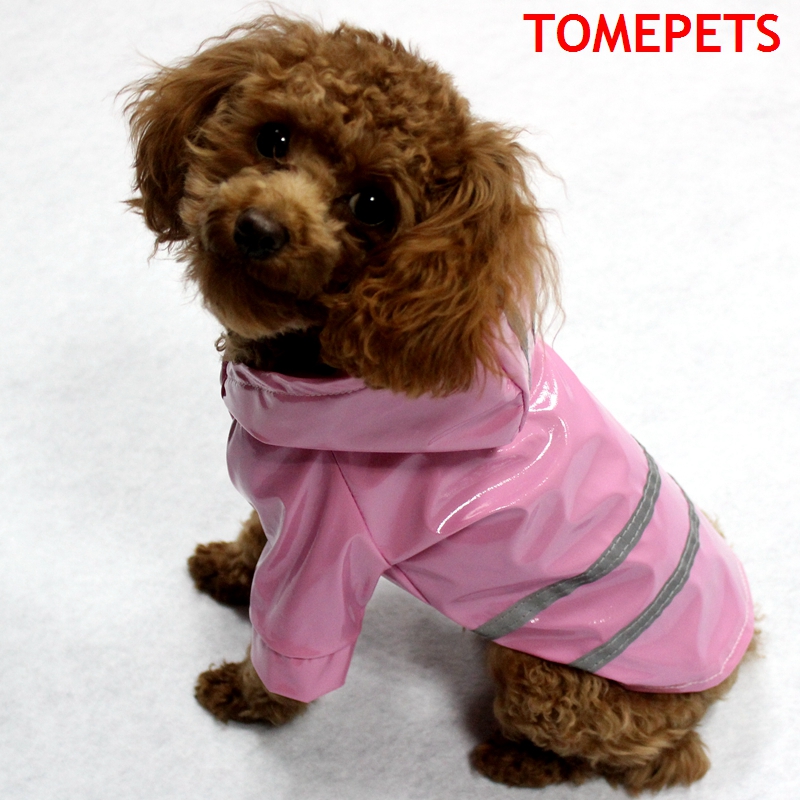 TOMEPETS-chubasquero con rayas para perros pequeños, chubasquero para mascotas, color sólido, en cinco colores, Rosa/rojo/café/amarillo/azul: Rosa / L