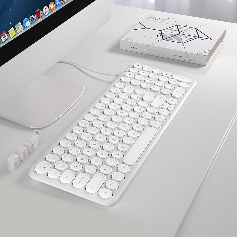 Bogen 100 Schlüssel Draht Dünne Tastatur, Ultra-Dünne verdrahtet USB Multimedia Mini Tastatur (Runde schlüssel) für Pc/Computer/Laptop/Mac: Weiß