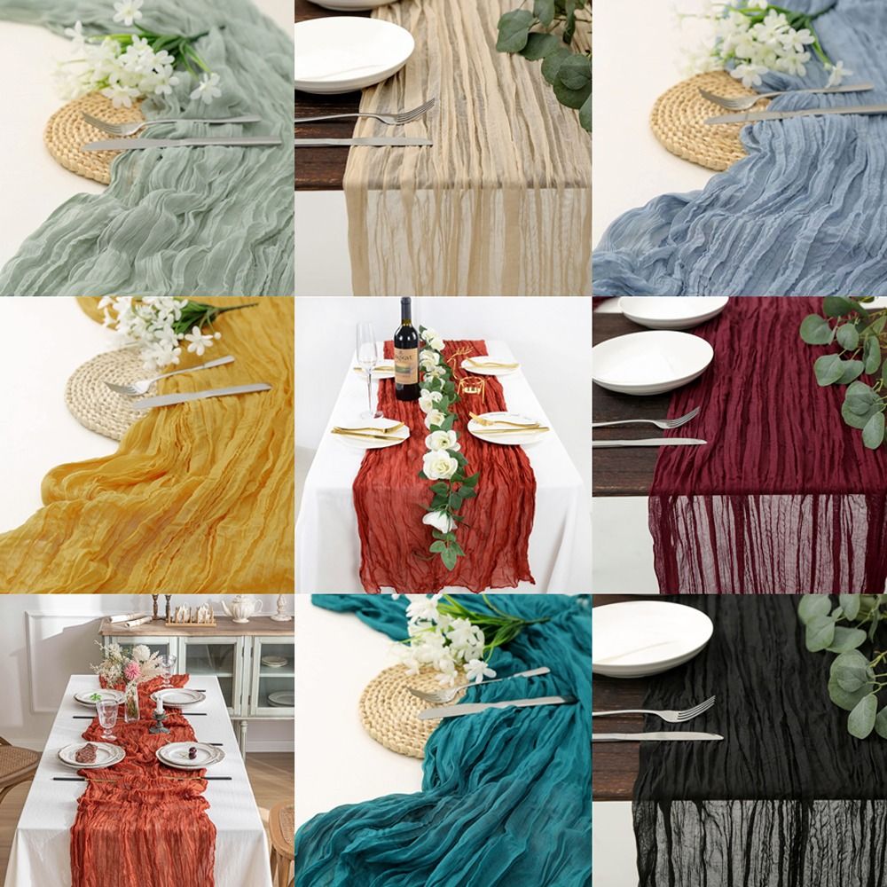 Lång ostduk gasvävd bordslöpare halvtransparent enfärgad bordsduk vintage ostduksduk banketter