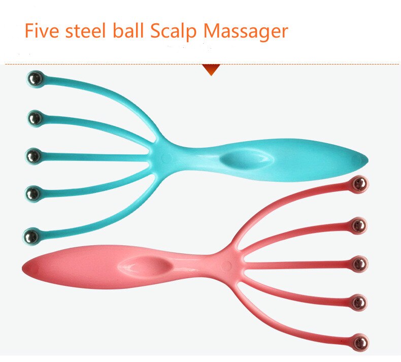 Hand-Held Head Massager Scalp Massager Staal Bal Hoofd Massager Ontspanning Vijf Vinger Massage Tool Voor Hoofd