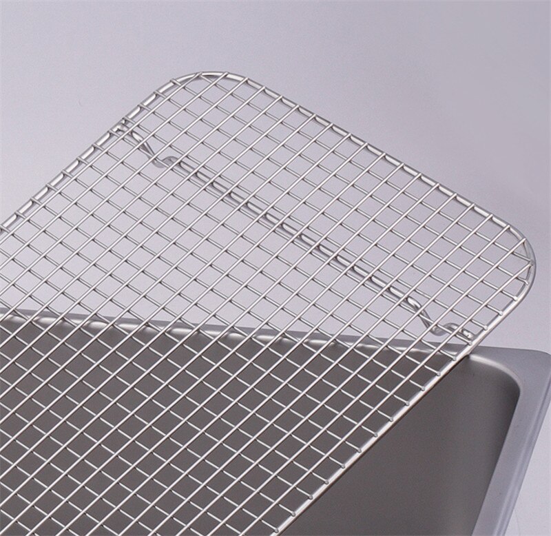GN pan mesh net BBQ net Stainless steel basin oil rack pot filter rectangular plate box frying basket baking shaker tub strainer