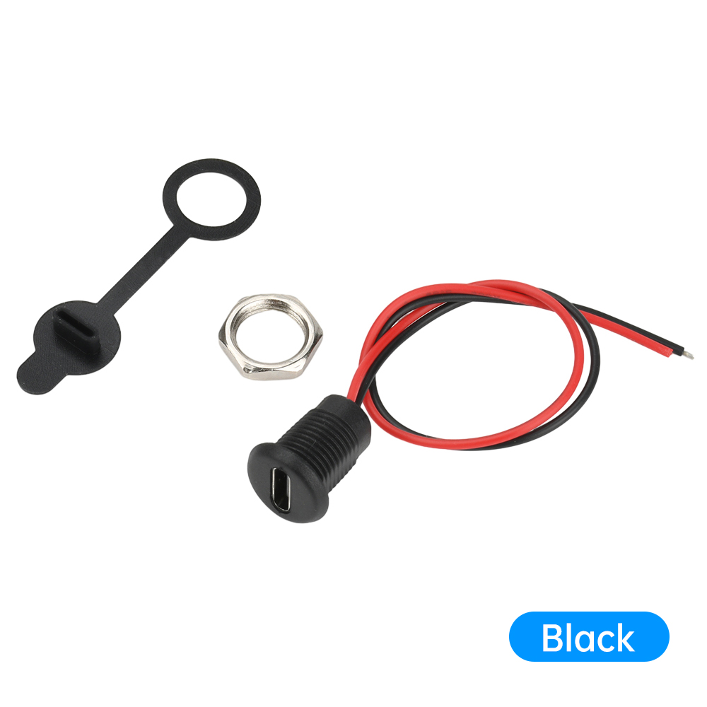2Pin Draad LED-licht USB Type-c Waterdichte Connector Directe Vrouwelijke Basis Vrouwelijke Socket Oplaadinterface Voeding: Army Green