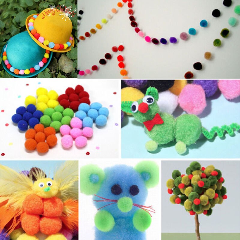 100Pcs DIY Mixed Color Mini Fluffy Soft Pom Poms Pompoms Ball Arts and Crafts Good