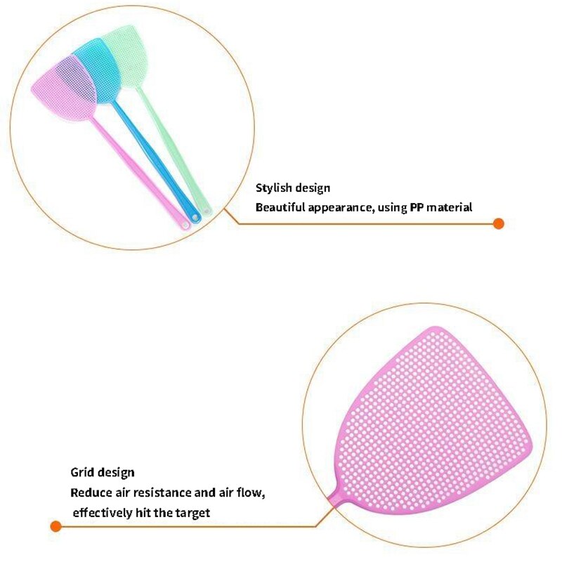 Vliegenmepper, sterke flexibele handmatige mepset ongediertebestrijding, diverse kleuren ( (5- pack) ( (5 kleuren)