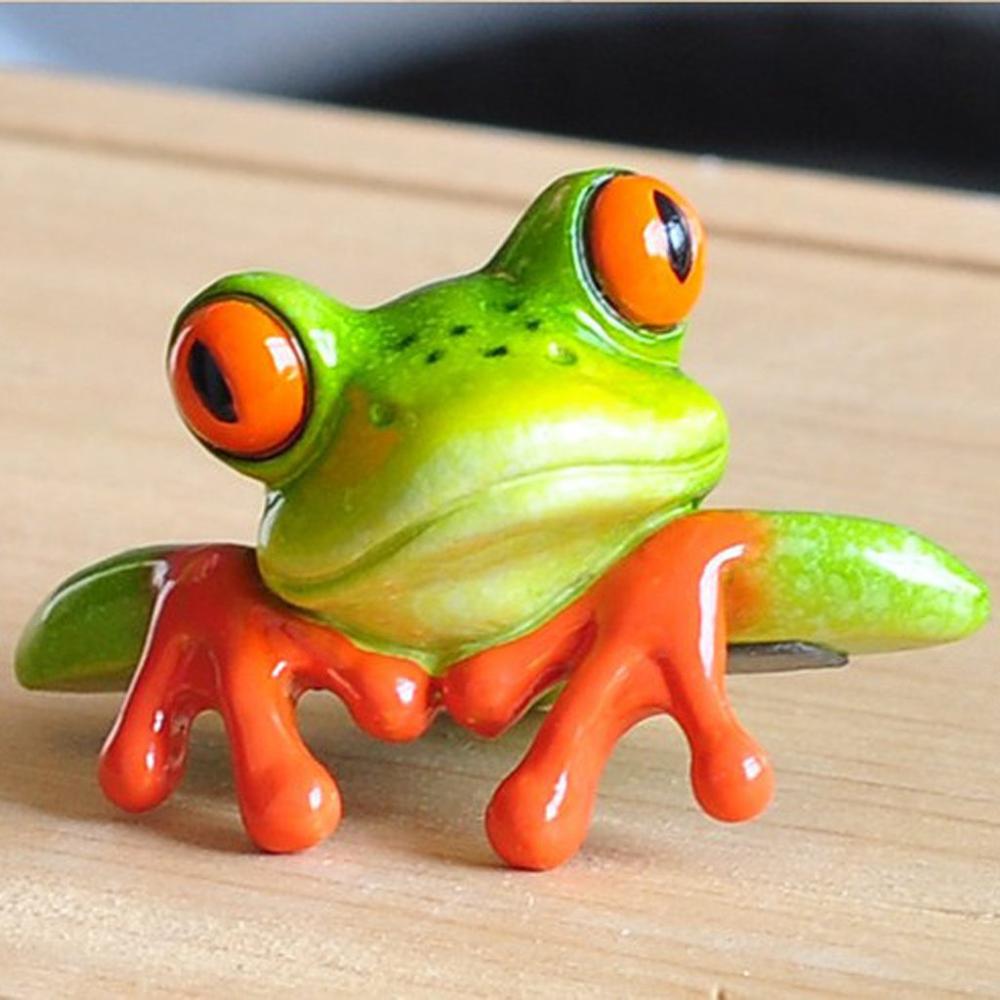 Exquisite Frog Figurines Small Frog Toys Decoration Ornament Computer Home Garden Landscape Desk Table Decorative Frog