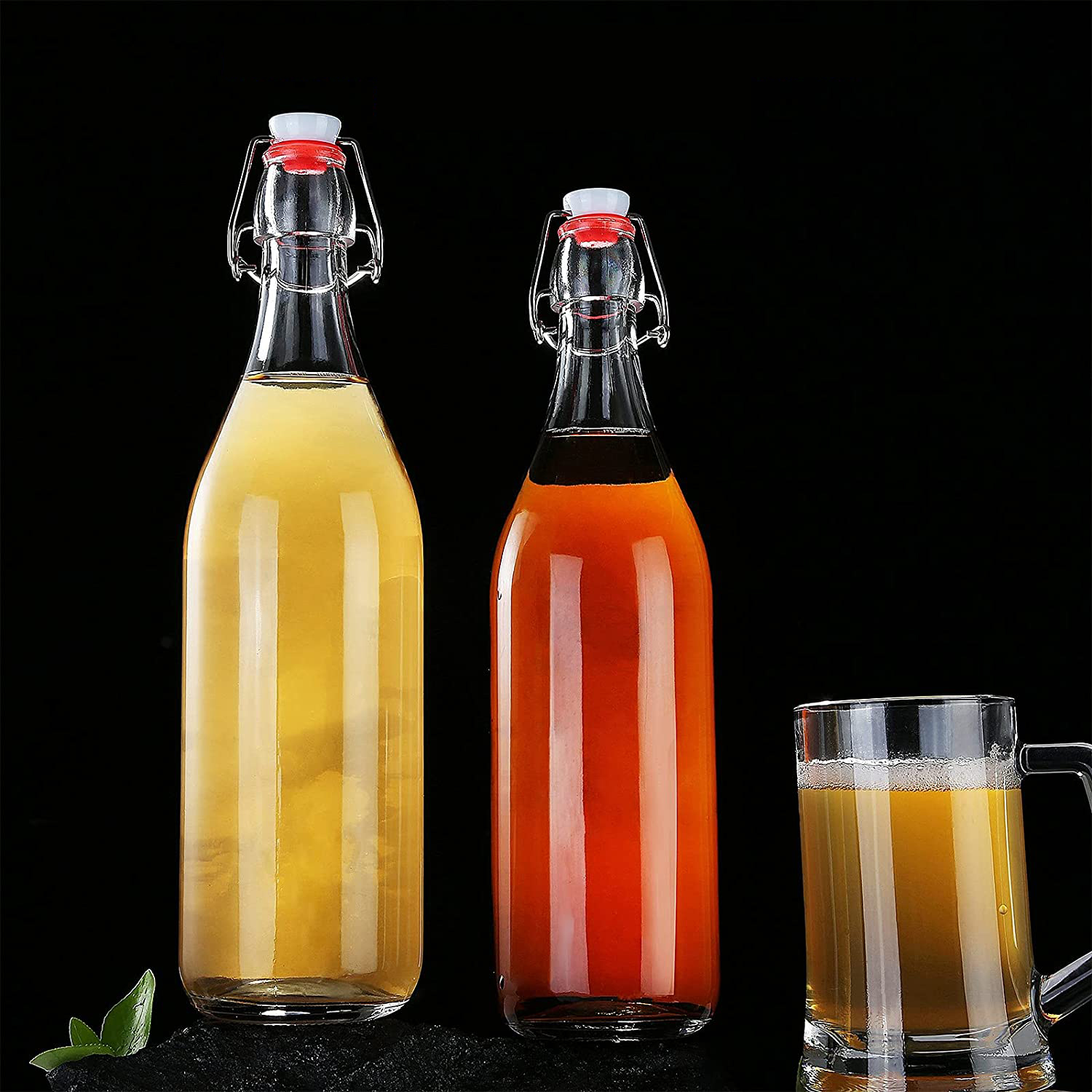 Glass Swing Top Beer Bottles Grolsch Bottles, with Flip-top Airtight Lid, for Carbonated Drinks, 2nd Fermentation