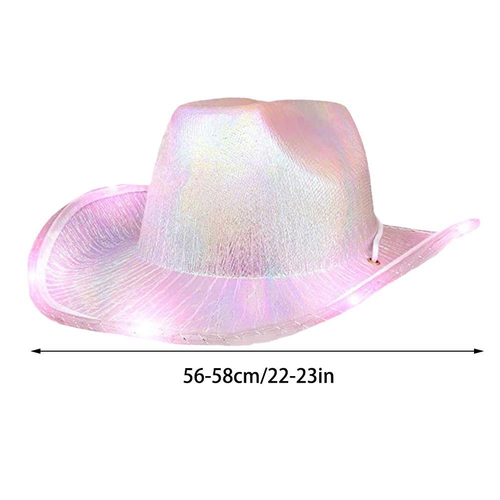 Roze Cowgirl Hoed Met Verlichting Kostuum Voor Vrouwen Western Cowboy Hoeden Voor Party Vrouwen Kleurrijke Persoonlijkheid Cowboy Caps