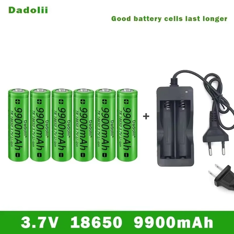 18650 rechargeable battery 3.7V 9800mAh capacity lithium-ion rechargeable flashlight battery+charger
