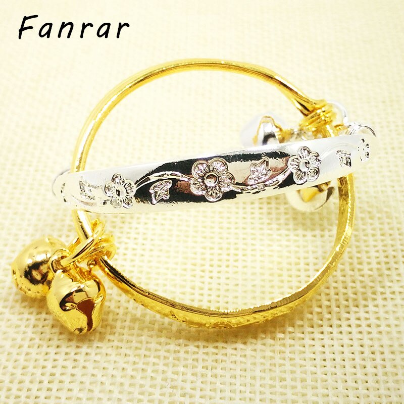 Fanrar 2Pcs Flower Bell Armband Sieraden Accessoires China Baby Kids Baby Girl Gold Verzilverd Armband: Gold and Silver