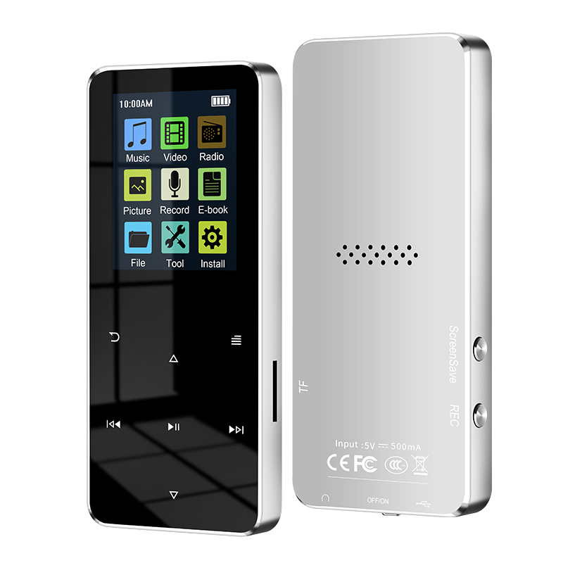 Lettore MP4 Lettore musicale MP3 MP4 in metallo da 2.0 pollici Scheda di supporto HiFi Bluetooth 5.0 Altoparlante incorporato con sveglia FM Lettore di e-book: nero / 32 GB