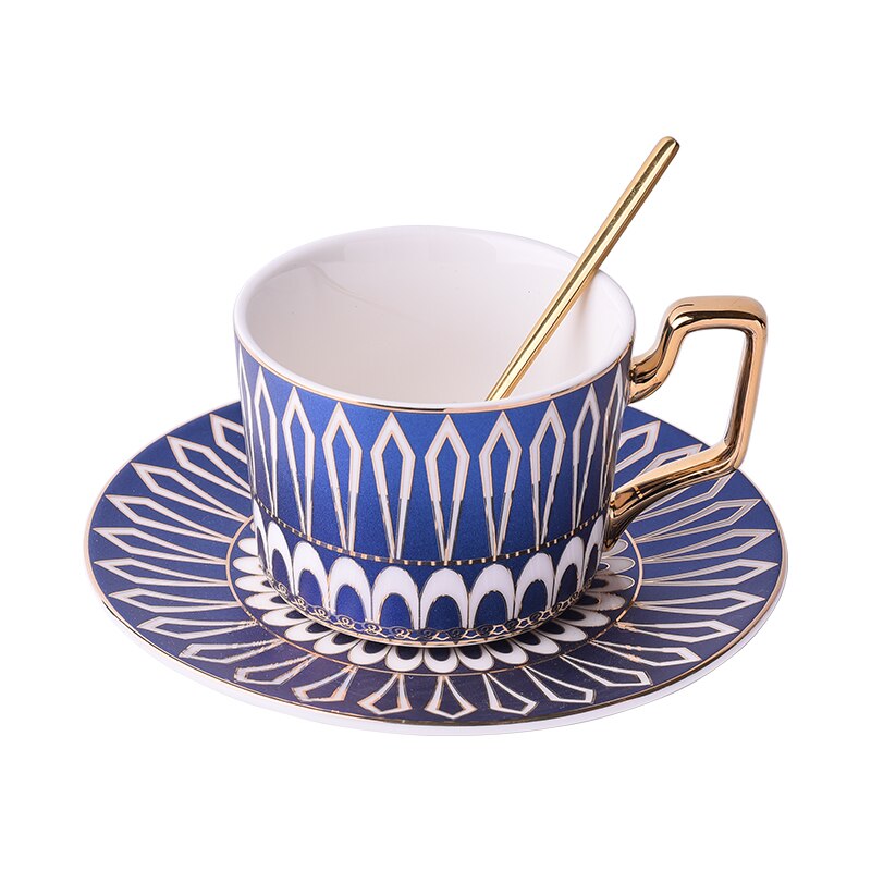 Tea Cup Saucers Bone China Teacups Coffee Cups Coffee Cup Saucers Set Mug Coaster Dish Set Office Tea Set Home Coffee Set: C Blue