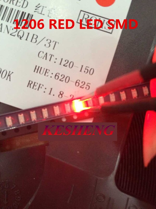 1000PCS 1206 red light emitting diode LED 3216 diode SMD 1206 led 620-625NM 100-120MCD 2,0-2.6V