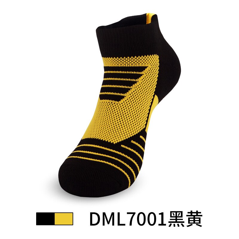 Adult Thickened Towel Bottom Basketball Socks Men Short Tube Non-slip Wear-resistant Sports Socks Outdoor Running Socks SKH007: black yellow