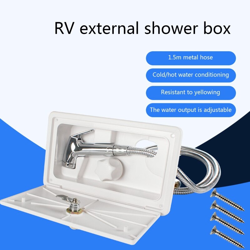Wit/Zwart Rv Douche Box Kit Met Lock-Inclusief Douche Kraan Douche Slang Douche Wand Voor Boot Marine camper Camper Caravan