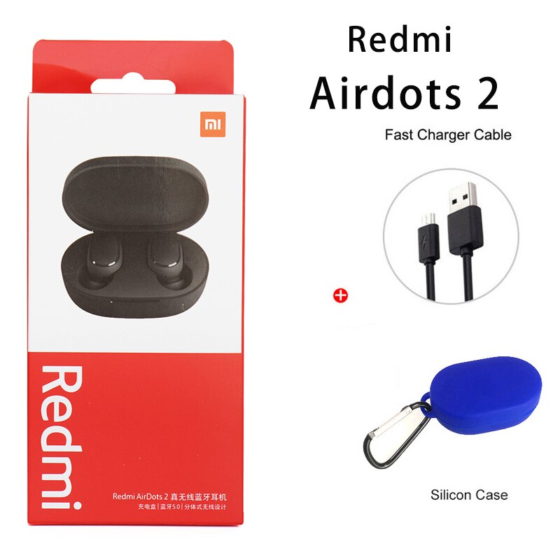 Xiaomi Redmi Airdots 2 Ohrhörer Wahre Drahtlose Kopfhörer Bluetooth 5,0 Headset Mit Mic Lade Kopfhörer In-Ohr stereo bass: Airdots 2 blue cable