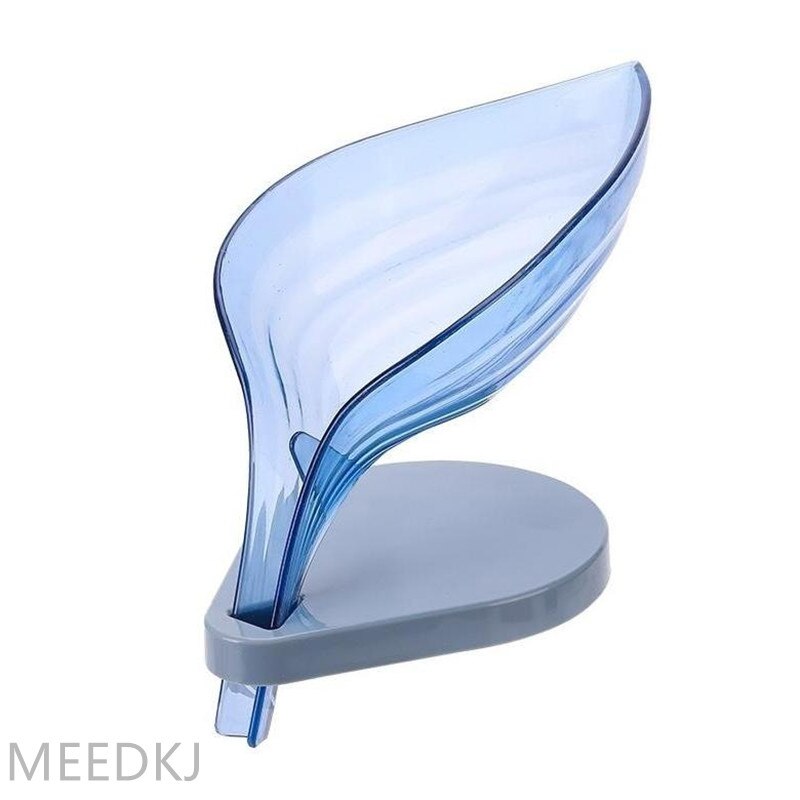 1 Uds. Caja de jabón creativa con forma de hoja, taza de succión sin perforaciones para baño, caja de jabón, estante para inodoro, desagüe, caja de jabón para lavandería: blue