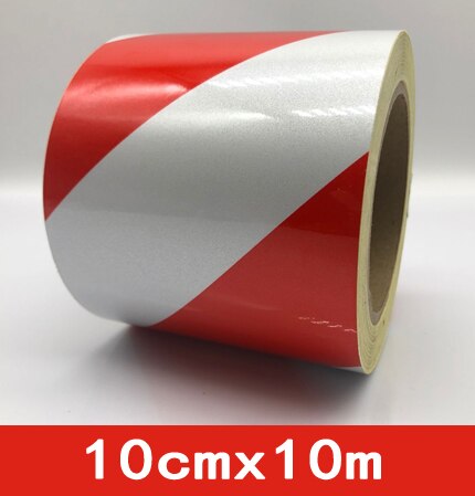 Breedte 50 Mm Reflecterende Materiaal Tape Sticker Veiligheidswaarschuwing Tape Reflecterende Film: red white10cmx10m