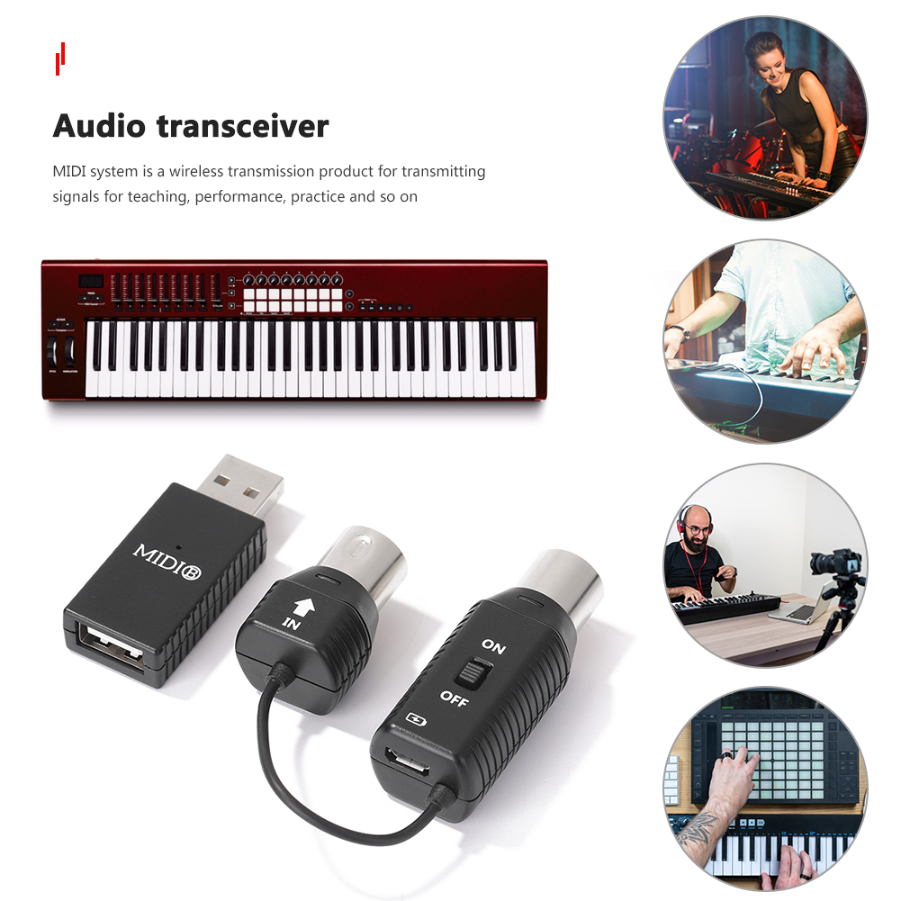 2.4GHz Guitar MIDI Wireless System Receiver Transmitter Wireless Guitar Bass System Built-In Rechargeable Guitar Transmitter