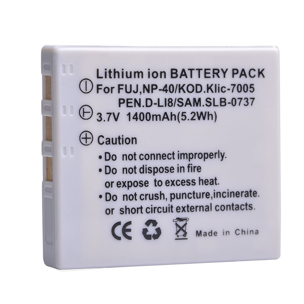 Batterie 1400mAh pour appareil photo Fujifilm as NP-40 KLIC-7005 D-Li85 D-LI8 SLB-0737 NP-40, F610 F650 F455 F700 F810 F811 J50 Z2 Z3 Z5fd