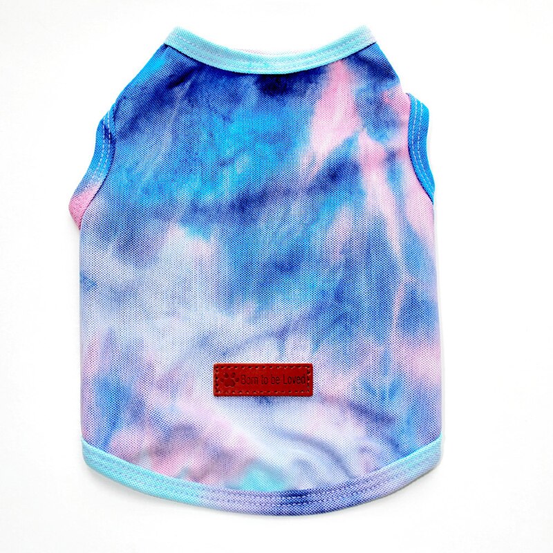 Tie Dye Pet Clothes Vest Dog Shirt Puppy Pet Clothing For Small Medium Dogs Chihuahua Yorkie Casual Breathable Costume: Blue / L