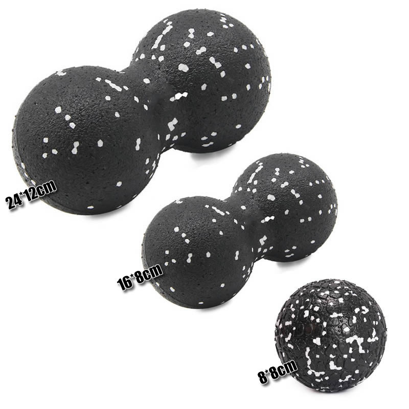 Juego de Pelota de cacahuete con rodillo de espuma para Yoga para mujer, pelota de masaje de cacahuetes para Terapia de ejercicio de relajación para gimnasio y deportes para hombre: Black