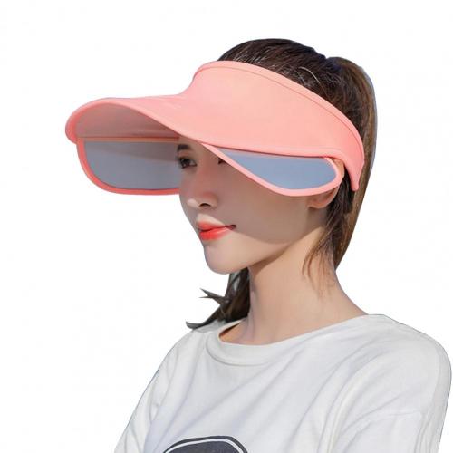 Outdoor Summer Hat Sunscreen Breathable Free Size Empty Cap Sun Hat Retractable Anti-Ultraviolet Hollow Top Hat With Large Brim: Peach Pink