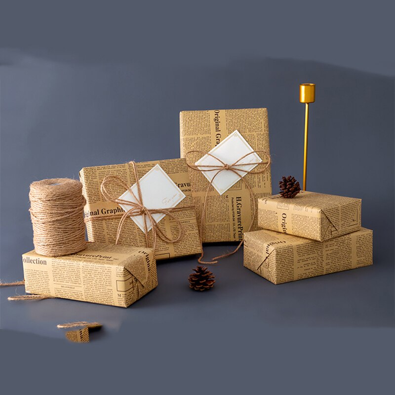 Papel de envoltorio de flores, Material de papel Kraft Retro de periódico inglés, ramo Floral, flor de embalaje