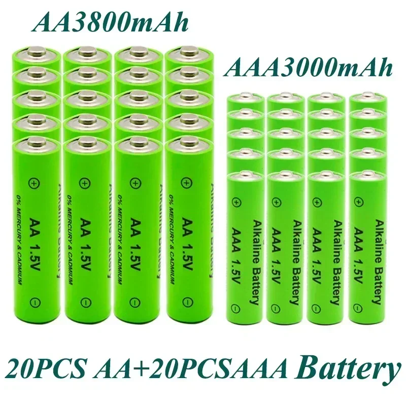 Pilas alcalinas recargables AA + AAA, 1,5 V, 3800mAh/1,5 V, 3000mah, linterna, reproductor de MP3, reloj, juguetes, reemplaza la batería Ni-Mh