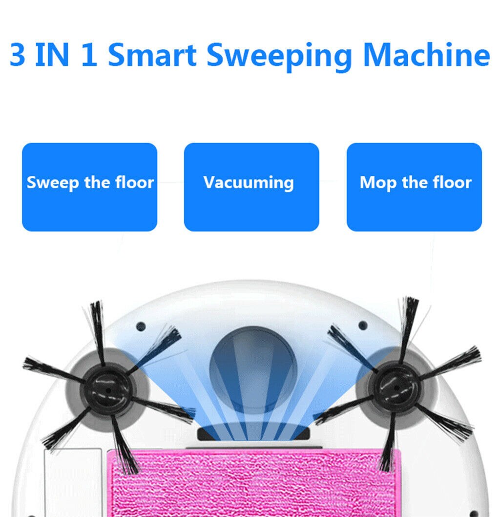 1800Pa Multifunctionele Robot Stofzuiger, 3-In-1 Auto Oplaadbare Smart Vegen Robot Droog Nat Vegen Stofzuiger Thuis