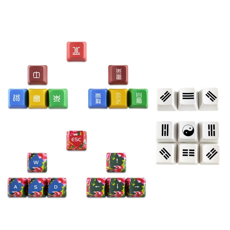 Oem wasd-richtungstastenkappen aus pbt-farbstoffsublimation für mechanische tastaturen (9 tasten)