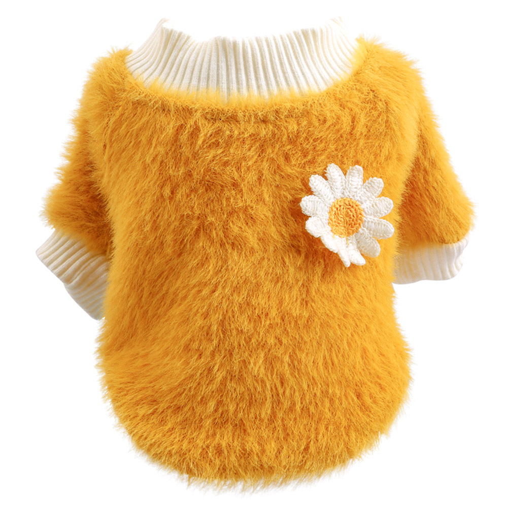 Pull doux marguerite pour chien de compagnie, vêtement d'hiver pour petit chien, chiot, chat: YE / M